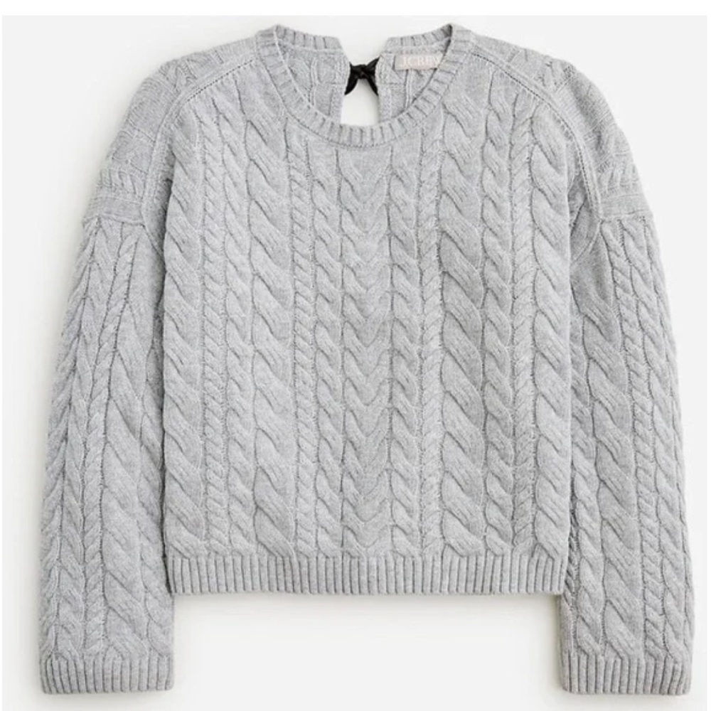 J. Crew Tie Back Cable Knit Sweater